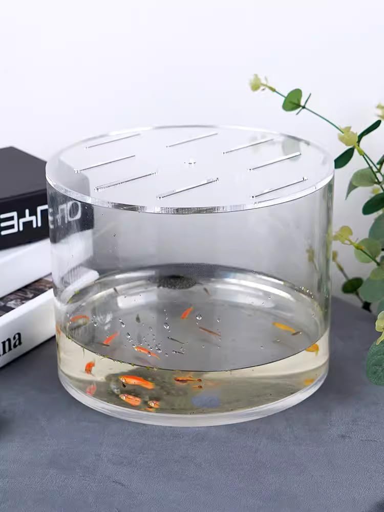 Primst Acrylic Aquarium Anti-Jumping Lid Cover with Hole, Round Acrylic Plate Fish Tank Cover to Profect Fish, Reptiles, Turtles from Jumping Out Protect Cat, Thick 3mm (A,Diameter 7.8inch) - Image 2